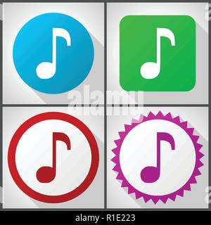 Vector icons with 4 options. Music flat design icon set easy to edit in eps 10. Stock Vector