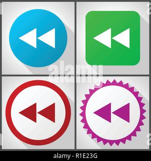 Vector icons with 4 options. Rewind flat design icon set easy to edit in eps 10. Stock Vector
