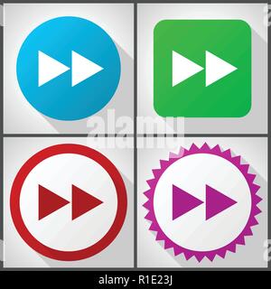 Vector icons with 4 options. Rewind flat design icon set easy to edit in eps 10. Stock Vector