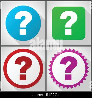 Vector icons with 4 options. Question mark flat design icon set easy to edit in eps 10. Stock Vector