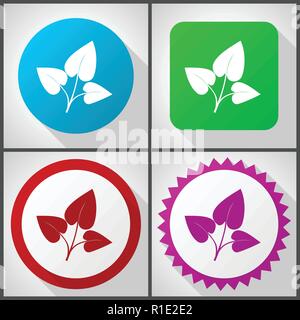 Vector icons with 4 options. Leaf flat design icon set easy to edit in eps 10. Stock Vector