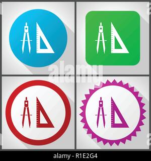 Vector icons with 4 options. Learning flat design icon set easy to edit in eps 10. Stock Vector