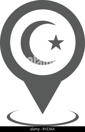 Mosque map pointer icon. Vector simple illustration of mosque map pointer icon isolated on white background Stock Vector