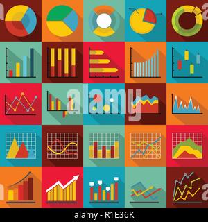 Chart diagram icon set. Flat illustration of 25 chart diagram vector icon for any web design Stock Vector