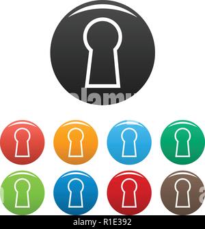 Keyhole icons set. Vector simple set of keyhole vector icons in different colors isolated on white Stock Vector