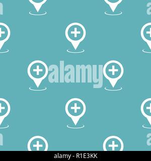 Hospital map pointer pattern seamless blue. Simple illustration of  vector pattern seamless geometric repeat background Stock Vector