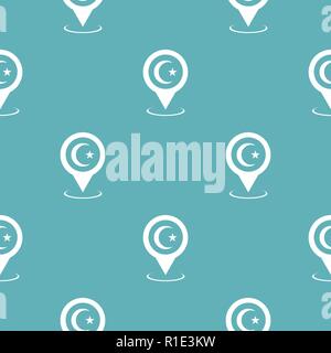 Mosque map pointer pattern seamless blue. Simple illustration of  vector pattern seamless geometric repeat background Stock Vector