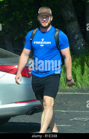 Chris Pratt looks very muscular after a 5 hour workout session with his personal trainer in Hollywood  Featuring: Chris Pratt Where: Los Angeles, California, United States When: 11 Oct 2018 Credit: WENN.com Stock Photo