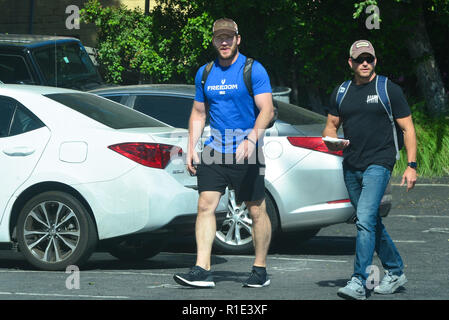 Chris Pratt looks very muscular after a 5 hour workout session with his personal trainer in Hollywood  Featuring: Chris Pratt Where: Los Angeles, California, United States When: 11 Oct 2018 Credit: WENN.com Stock Photo