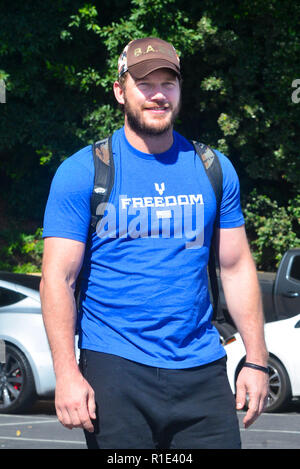 Chris Pratt looks very muscular after a 5 hour workout session with his personal trainer in Hollywood  Featuring: Chris Pratt Where: Los Angeles, California, United States When: 11 Oct 2018 Credit: WENN.com Stock Photo