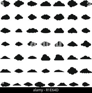 Cloud icons set. Simple illustration of 50 cloud vector icons for web Stock Vector