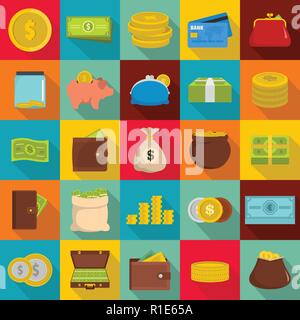 Money icons set. Flat illustration of 25 money vector icons for web Stock Vector