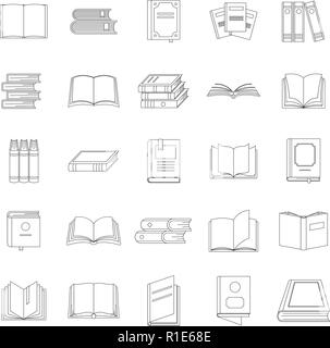 Book icons set. Outline illustration of 25 book vector icons for web Stock Vector