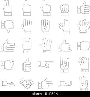 Gesture icons set. Outline illustration of 25 gesture vector icons for web Stock Vector