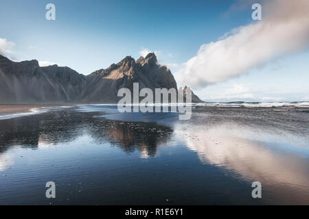 Beautiful Jokulsarlon ake with mountain and blue sky background, Iceland season landscape background Stock Photo