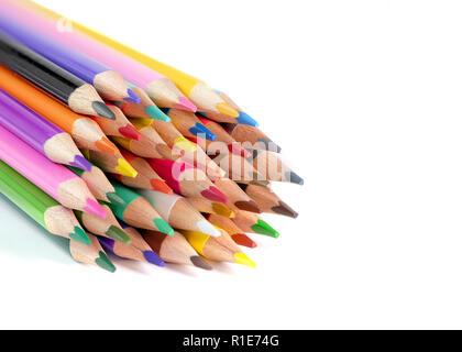 colourful school pencils  isolated on a white background  shot for copy space Stock Photo