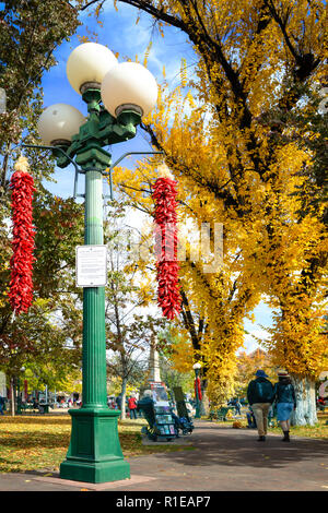 Santa Fe Plaza in the Fall (Palace of the Governors in background), New