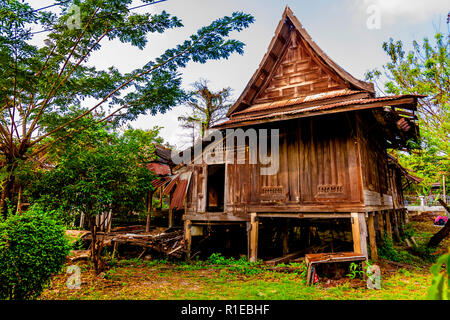 Old Buddhist monk housing deserted and rundown. Stock Photo