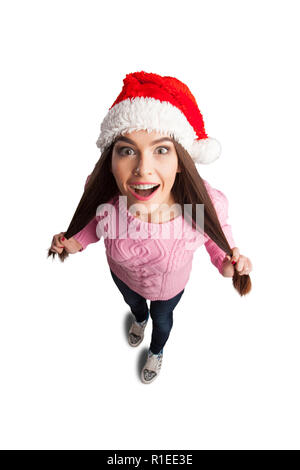 Girl in hat with funny face Stock Photo