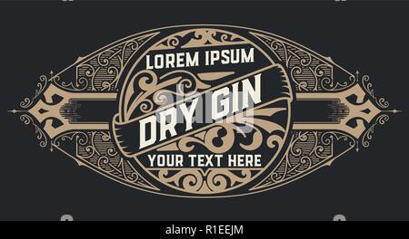 Elegant gin label Stock Vector