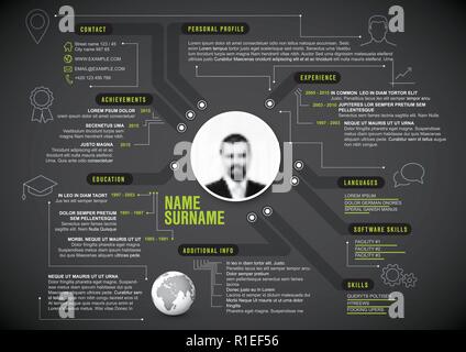 Vector original minimalist cv resume template - creative dark green version Stock Vector