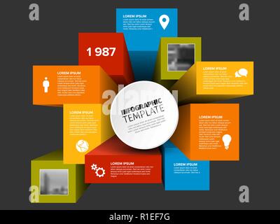 Vector abstract squares and cubes infographic template with place for your content and photos Stock Vector