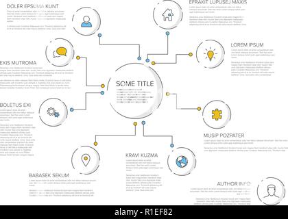 Vector multipurpose Infographic template with eight elements and simple line icons Stock Vector