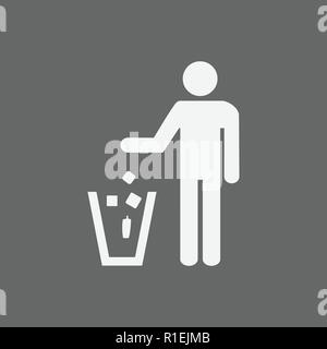 Garbage symbol. Do not litter sign. Trash icon. Logo on grey background. Flat vector Stock Vector