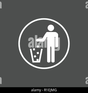 Garbage symbol. Do not litter sign. Trash icon. Logo on grey background. Flat vector Stock Vector
