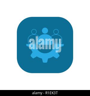 User with gear icon. Vector illustration, flat design Stock Vector