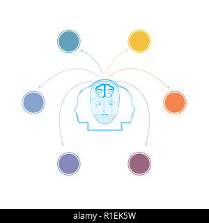 Brain storm infographics concept for 6 options. Stock Photo