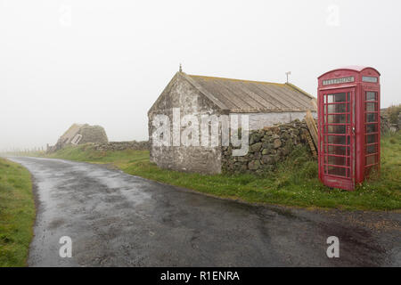 House on Fair Isle with telephone booth
