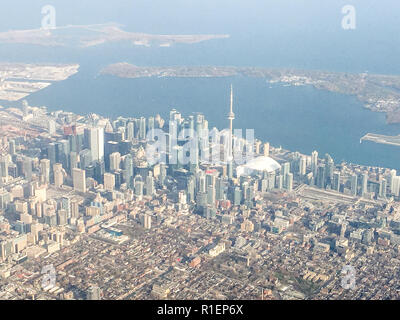 APRIL 26, 2018 - TORONTO, ONTARIO, CANADA: AERIAL VIEW OF CITY OF
