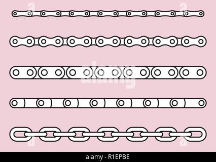 Type of transmission chain. Vector thin line Stock Vector