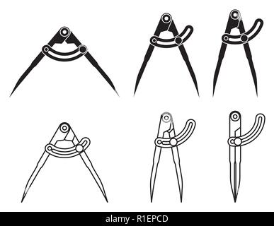 Compass divider caliper tool. Vector illustration Stock Vector
