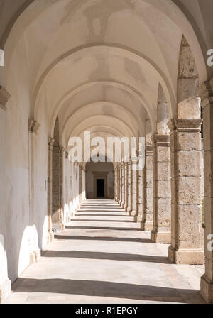 View of the arches in the cloister at Certosa di San Giacomo, also known as the Charterhouse of St. Giacomo or the Carthusian Monastery, Capri, Italy Stock Photo