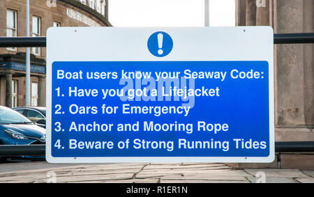 Information and safety advice for boat users at Fleetwood Lancashire England UK Stock Photo