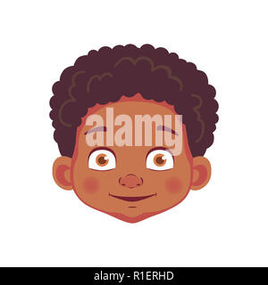 Face of African boy. Emotions of african american boy. Facial expression. Face illustration Stock Photo