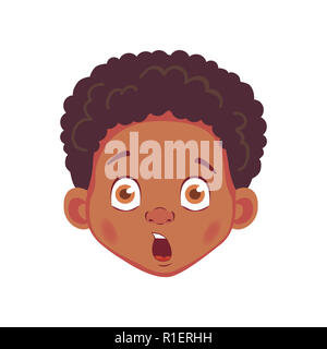 Face of African boy. Emotions of african american boy. Facial expression. Face illustration Stock Photo