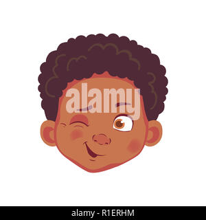 Face of African boy. Emotions of african american boy. Facial expression. Face illustration Stock Photo