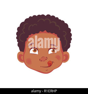 Face of African boy. Emotions of african american boy. Facial expression. Face illustration Stock Photo