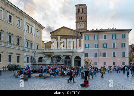 ROME, ITALY - OCTOBER 25, 2018: Basilica of Our Lady in Trastevere Stock Photo