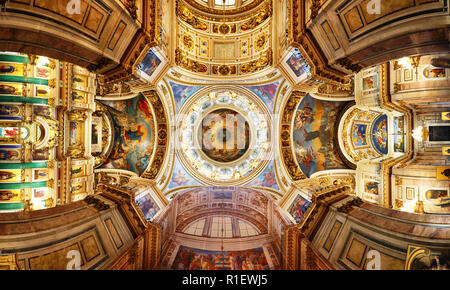 Saint Petersburg, Russia - August 15, 2018: Detail of interior of Saint Isaac's Cathedral or Isaakievskiy Sobor Stock Photo