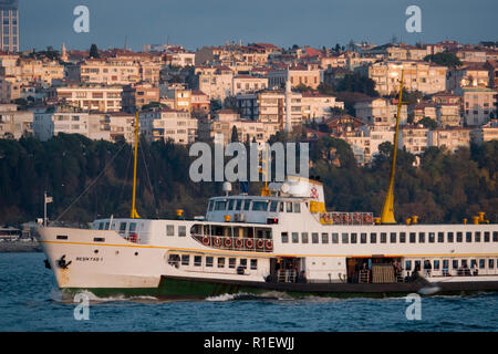 Passenger ferry on the Bosphorus in Istanbul, Turkey Stock Photo