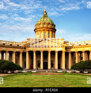 Cathedral of Our Lady of Kazan in St. Petersburg at sunrise, Russia Stock Photo