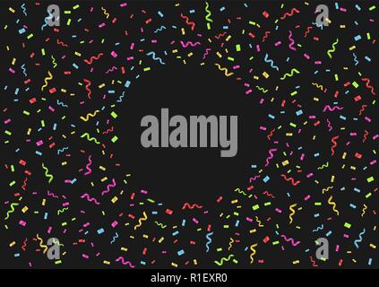 Colorful confetti ribbons festive background with place for your text. Vector illustration Stock Vector