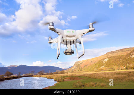 Drone taking flight in the Lake District, Cumbria, England, UK Stock Photo