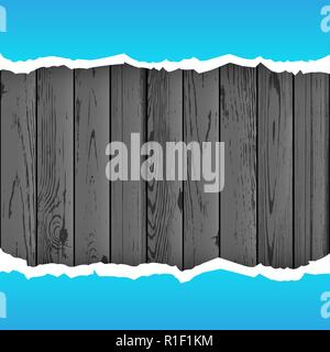 blue torn paper wood background Stock Vector