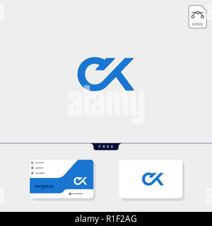 Premium initial Ck, KC, C, or K creative logo template and business card design template include. vector illustration and logo inspiration Stock Photo