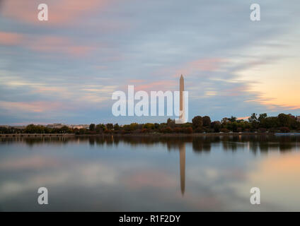 The Washington Monument in Washington DC taken near the Thomas Jefferson Memorial Stock Photo